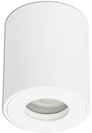 Aufbaustrahler IP44 Bad Außen rund Badezimmer Einbauleuchte Rahmen mit GU10 LED, Farbe:Weiß, Lichtfarbe:neutralweiß, Watt:5 Watt