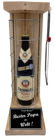 Erdinger Weißbier - Biergeschenke für Männer lustig Papa Geburtstag von Kindern Weihnachten Eiserne Reserve Gitterkäfig Text s/w Bester Papa der Welt Bier (1 x 0.5 l)