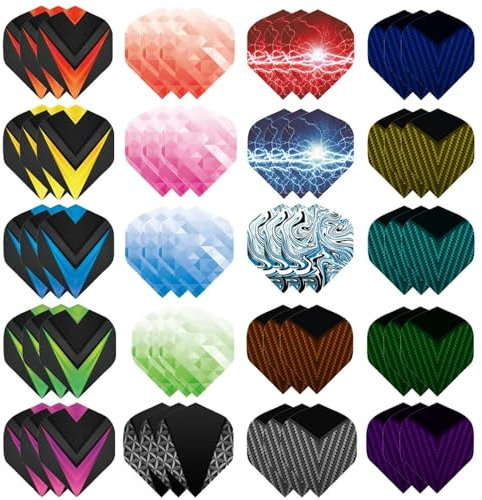 WLHGH Dart Flights, 60 Stück Dart Zubehör Set PET Standard Zubehör für Darts, Dart Flights Slim Dart Flights Set für Soft Dartpfeile und Steel Dartpfeile