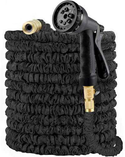 Expandable Garden Hose Pipe 100FT, 3 Times Flexible Hose Pipe Expanding Garden Hose, No-Kink Flexible Magic Water Hosepipe (Extra-Strength) with 8 Function Spray Nozzle for Garden, Home, Car Cleaning