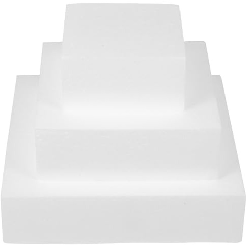 Healeved 3Er Set Quadratische Schaumstoff Kuchen Multifunktions-Kuchenattrappen Für Backen Und Dekoration Kreatives Torten Dummy Set Für Hochzeit Und Diy Bastelideen | Quadratische Styropor Kuchenattrappe für Hochzeit, Tortendekoration, Backtraining und kreative DIY Projekte