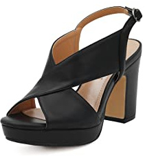 QUEEN HELENA Sandali Eleganti con Tacco Medio a Fascia Incrociata Donna ZM9106 (Nero, Sistema Taglie Calzature EU, Adulto, Numero, Media, 38)