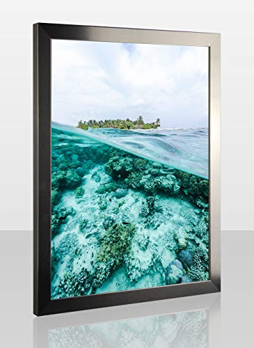 Montana Deluxe Bilderrahmen Posterrahmen 80x120 cm Puzzlerahmen Edelstahl Optik Silber Glanz Farbgruppe A Klares Kunstglas