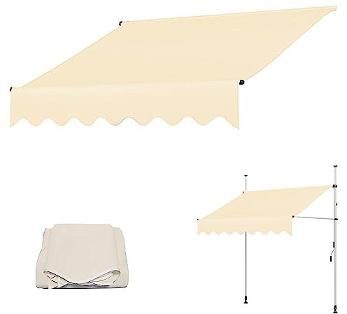 Markise Stoff, Markisenstoff für Balkon, Wasserdichtes 180 G/m² Polyester, Markisentuch für Terrasse, Mehrere Farben, Mehrere Größen (Color : Ivory, Size : 3.5m)