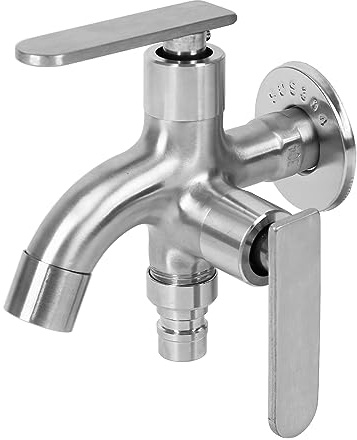 Premium Doppel Wasserhahn 1/2 Zoll, Universal Doppel Auslaufhahn Schlauchanschluss Wasserhahn aus Messing Doppelwasserhahn Kugelhahn für Garten,Waschmaschine,Regentonne