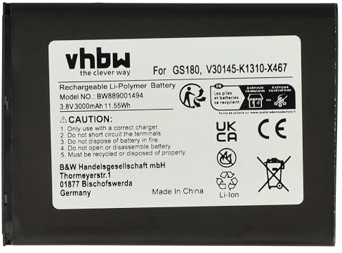 vhbw Akku kompatibel mit Gigaset GS180 | Handy Smartphone Telefon (3000 mAh, 3,8 V, Li-Polymer)