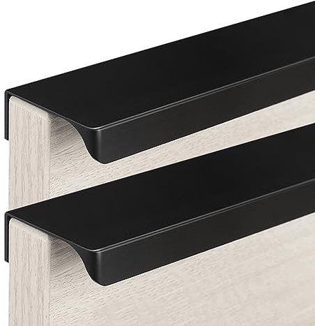 Schwarze Schrankgriffe Unsichtbare Schranktürgriffe Schubladengriffe 2 Stück Möbelgriffe Lange Griffe Garderobengriffe, Aluminiumlegierung (Length 400mm)