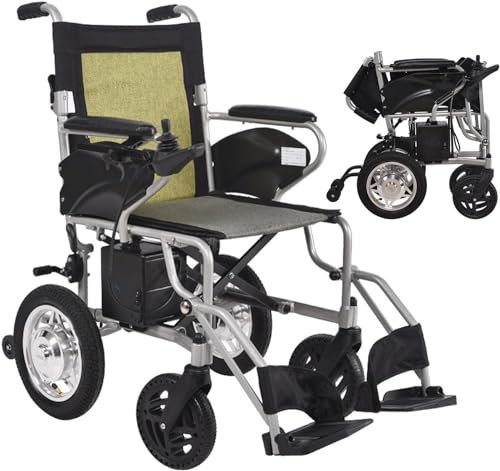 Fauteuil Roulant Léger, Fauteuil Roulant Électrique Pliant Compact Mobility Aid Wheelchairs pour Personnes Âgées Handicapées Transit Chaise Voyage Fauteuil Roulant Autopropulsé