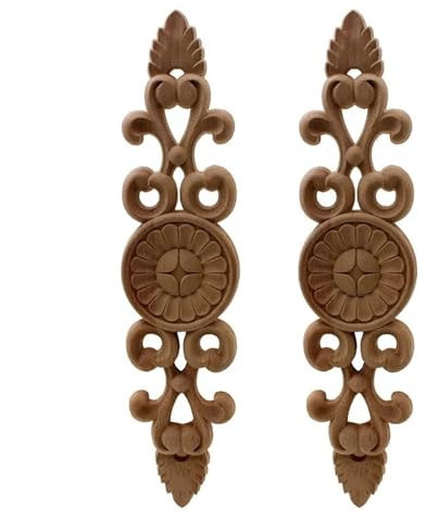 LJFMDLN 2 Stück unlackierte dekorative Holzapplikationen, Lange, aus Holz Geschnitzte Onlays for Schrank, Spiegel, Kommode, Wand, Schrank, Bett, Möbelstück, DIY-Projekt