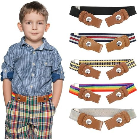 FIHODONE Kindergürtel - 5 Stück Einstellbar Mit Schnalle, Elastische Kraft für Jungen und Mädchen, Geeignet für Jeans, Hosen, Kleid
