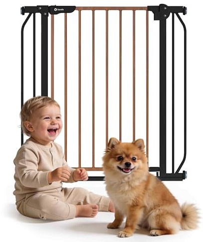 LIONELO Truus Slim Cancelletto di sicurezza, Larghezza regolabile da 75 fino a 105 cm con Fissaggio a pressione, Apertura entrambe le direzioni, Altezza 77 cm, Autobloccante