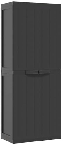 vidaXL Gartenschrank Schwarz 65x37x165 cm PP