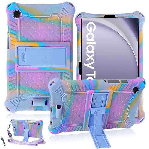 ATOOZ Kids Case for Samsung Galaxy Tab A11/A9 8.7 Inch 2023 2025,Purple | Soft Silicone Case,Samsung A9/A11 Tablet Case (SM-X135G/X110/X115/X117),with Stylus Pen,Shoulder Straps,PC Stand
