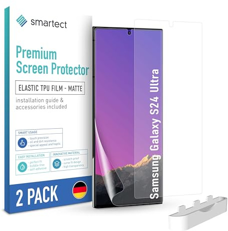 smartect TPU Schutzfolie 2 Stück Matt für Samsung Galaxy S24 Ultra | HD Panzerfolie Anti-Kratzer, Displayschutz entspiegelt, Blasenfrei, Fingerabdruck kompatibel, Hüllenfreundlich