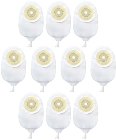 kkiuop 2/10 sacchetti per urostomia e stomia, forniture per colostomia, due pezzi, drenabile, per la cura del cerchio e la stomia, con tasche per l'ileostomia