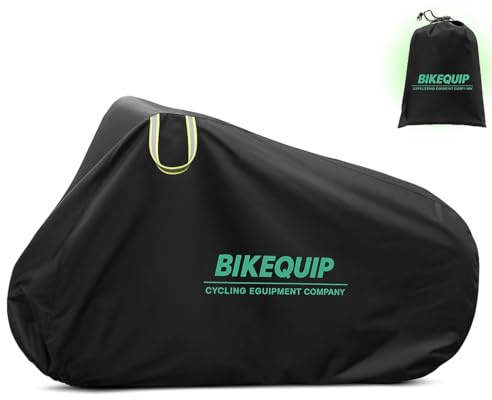 BIKEQUIP Housse de Protection Vélo - Contre les Intempéries, Poussière, Rayons UV - Taille XL/2XL pour 1 ou 2 Vélo 29 Pouces - Accessoires Velo, bâche de Protection (NOIR, 2XL)