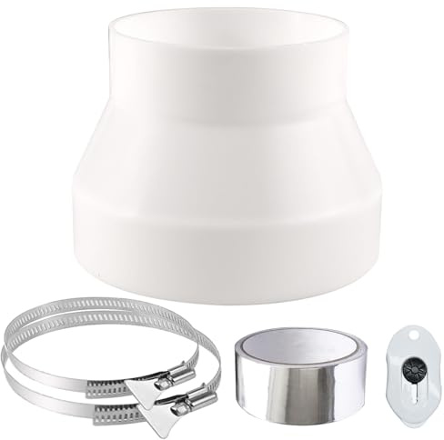 URHRHU (15 cm – 11,5 cm) Reductor de conducto ABS 150mm a 115mm con 2 abrazaderas de acero inoxidable Reductor de ventilación para conducto de ventilación de extractor de aire