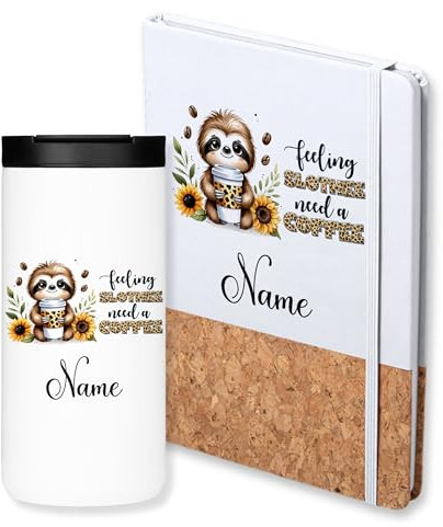 GRAZDesign Geschenkset Personalisiert Thermobecher Notizbuch Name Geschenk Frau Mann Sie Beste Freundin Geburtstag Dankeschön Weihnachten
