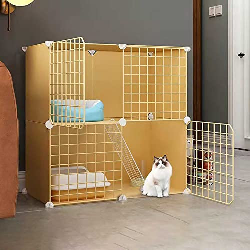 KHLMSRXJ Katzenkäfige Großer Katzenkäfig Großer Katzenkäfig Katzenhaus für den Innenbereich Katzenkiste Katzenlaufstall Katzengehege Haustierkäfig Haustierlaufstall DIY-Zwinger Kiste Großer