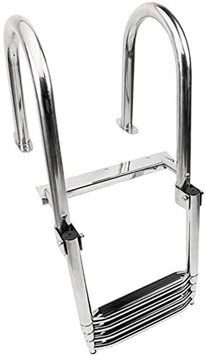 DLNTXFDG Scala telescopica in Acciaio Inox a 4 gradini, Scala telescopica Pieghevole con Ingresso Posteriore per pontone, con Gradino Extra Largo per Barca e Yacht