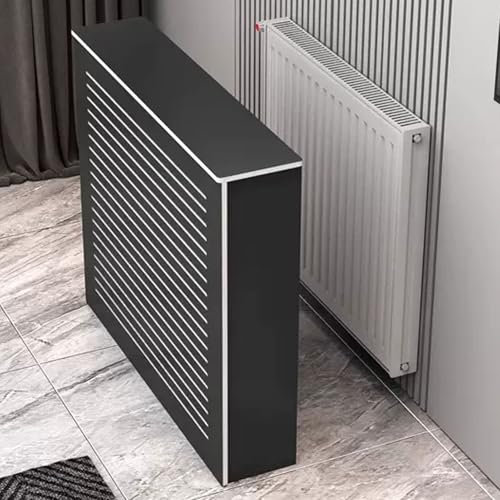 Black PVC Radiator Cover with Ample Shelf Space, Heating Cabinet for Living Room Furniture Decor