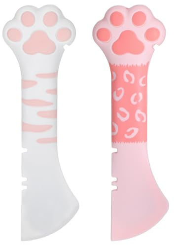 oruola 2pcs Cat Food Spatula,Cat Spoons for Wet Food,Cute Silicone Pet Can Opener with Cats Paw Handle,5.1 X 1.57 In Pet Spatula Scoop Mixing Spoons for Cats Dog Wet Dry Foods Pets Supplies