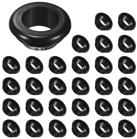 M METERXITY 30-Pack Cable Railing Rubber Grommets, 17mm Drill Hole 14mm ID Eyelet Ring Gasket for Wiring, Wire Cable, Automotive, Metal Cable Railing Post, Car Grommet [Black]
