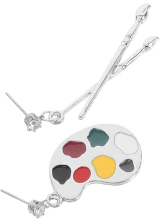 WRITWAA Vintage Asymmetric Dangle Earrings for Women Fun Paintbrush Sketchpad Design Fashion Earrings for Parties and Festivals