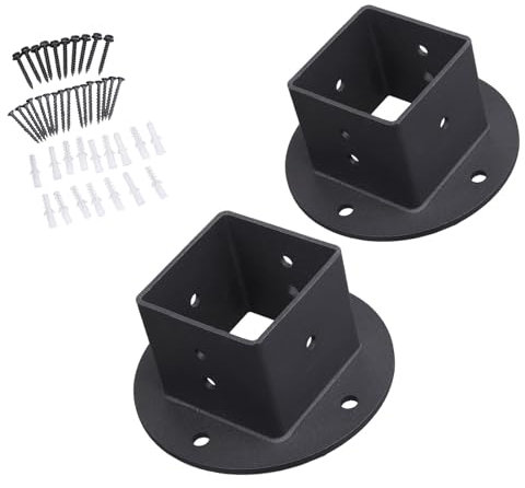 Pack of 6 Portable Sturdy Steel Post Base Anchors Powder Coated for Fence Railings Panel Gazebos and Pergolas