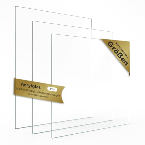Plaque en verre acrylique de 2 mm, découpe sur mesure - Plaque en plastique incassable et résistante aux rayures - 18 x 24 cm à 70 x 100 cm - Pour cadre photo, meubles et bricolage