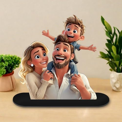 WERWAES Personalisiertes Cartoon-Foto Geschenk - Individueller Foto-zu-Cartoon Schreibtischdekoration, einzigartiges Geschenk für Familie & Freunde, kreative Büro- und Wohnaccessoires