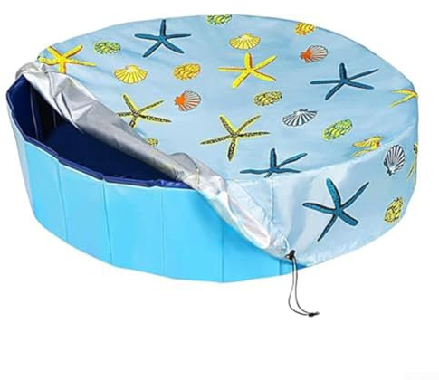 Yhenlovtt Faltbare runde Hunde-Schwimmbadabdeckung, Solar-Wärmespeicherungs-Plane mit verstellbarem Kordelzug, wasserdicht, Staubschutz für oberirdisches Schwimmbad, Kinderpool (160 x 30 cm)