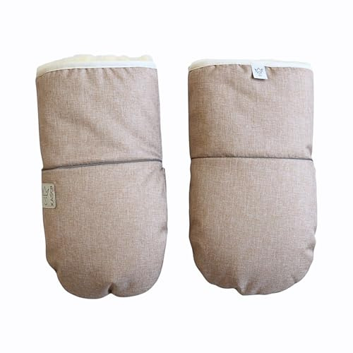 Lammfell Kinderwagenschuhe Reflect, Kinderwagen-Handschuhe mit Klettverschluss, 29 x 15 cm, Wasserabweisend (ginger)