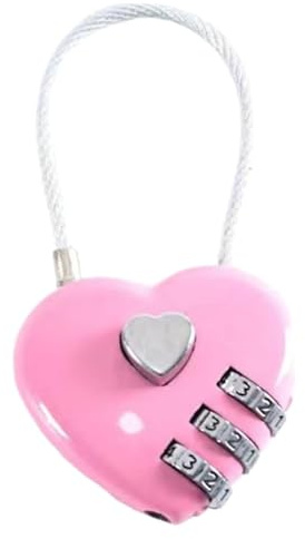 Lucchetto a combinazione, 3/4 cifre con codice resistente alle intemperie, per Outdoor Locker Toolbox e Gym Locker (Pink Heart)