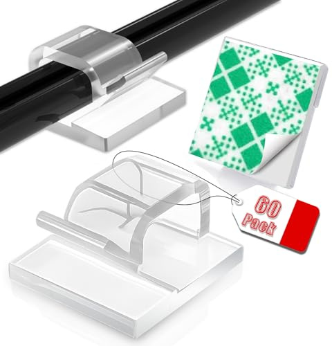 60 Stück Outdoor Klebehaken, Selbstklebende Clip für Lichterketten, Mehrzweckhaken Dekoration zum Aufhängen Halter, Indoor Wand Kabelbefestigung für für Wand, Schreibtisch, LED, Auto(Transparent)