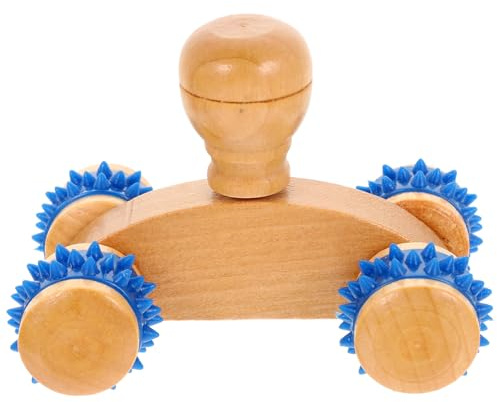 TEHAUX Holz Massageroller 3 Stück Muskelmassagegerät für Rücken Beine Nacken mit Vierrollen Zur Muskelentspannung und Physiotherapie