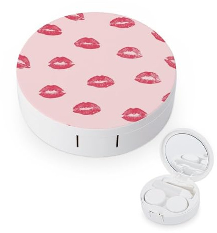 fkgvwo Contact Lens Case Red Lip Contact Lens Holder Box Container Soak Storage Kit
