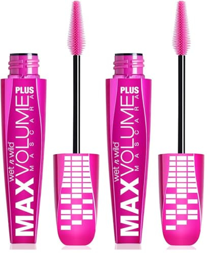 Wet n Wild, Max Volume Plus Mascara, Volumen Wimperntusche, definierte Wimpern, anti-oxidative Formel, Macadamia Nüsse, Jojoba, Olivenöl, angereichert mit D-Panthenol, ohne Klumpen, Amp'd Black