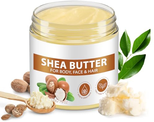 Raw Shea Butter, 220g Pure Raw Unrefined Shea Butter for Face, Body and Hair, Long-Lasting Hydrating, Moisturizing Dry Skin