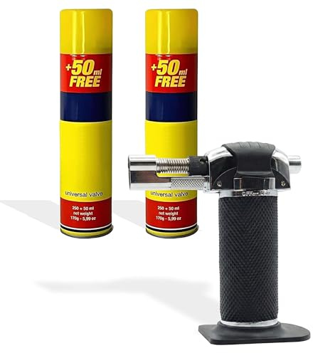 Aspect Blow Torch, 2 Clipper Gas & 1 Refillable Blow Torch with Adjustable Jet Flame and Safety Lock for Cooking, Creme Brulee, BBQ & Baking, Welding, Industrial, Kitchen Torch Lighter