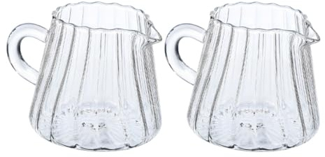 TOYANDONA Jarra de Vidrio para Espumar Leche Espresso 200 Ml Resistente al Calor de Borosilicato Transparente Vertedor Preciso, 2 Unidades para Café, Té y Bebidas Calientes en Cocina