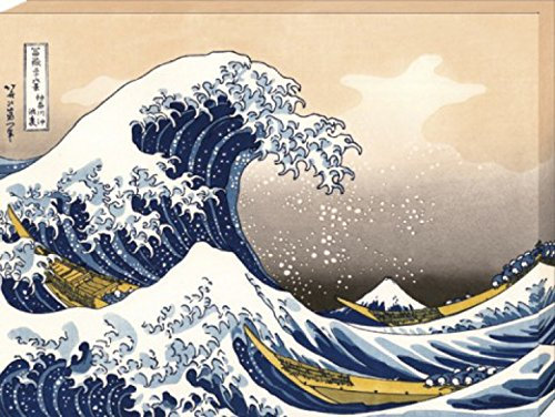1art1 Katsushika Hokusai Poster Die Große Welle Vor Kanagawa Bilder Leinwand-Bild Auf Keilrahmen | XXL-Wandbild Poster Kunstdruck Als Leinwandbild 80x60 cm