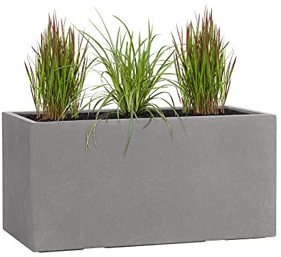Pflanzwerk® Pflanzkübel TUB Grau 45x100x45cm XXL – Rechteckig – Großer Fiberglas Blumenkübel für außen und innen - Frostbeständig - UV-Schutz – Markenqualität