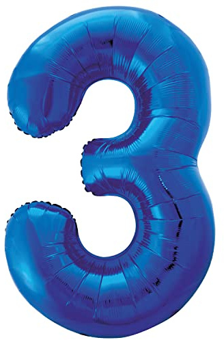 Unique Party Supplies 55743 Riesenzahl 3 Luftballon - 86 cm - Blau