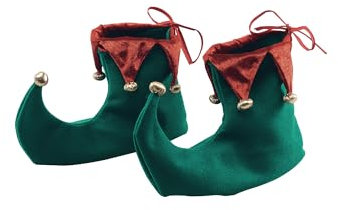Bristol Novelty BA853 Chaussures pour déguisement de lutin de Noël, 1 paire pour adulte, unisexe, vert/rouge/doré Halloween