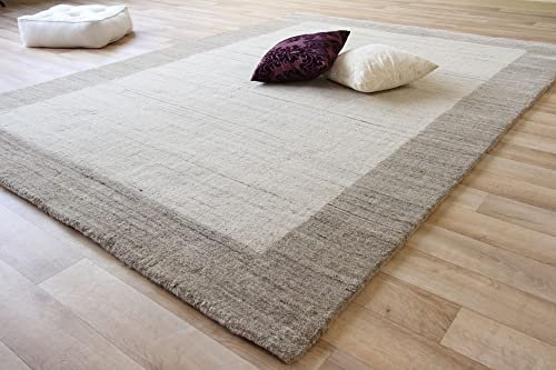 Steffensmeier Gabbeh Teppich Loribaft - Handarbeit aus 100% Schurwolle - Natur, Größe: 80x400 cm