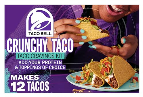 Taco Bell Crunchy Taco Tafelservice (12 Stück pro Box) | 12 knusprige Taco-Schalen, ein einfach zuzubereitendes Dinner-Set, einfach Protein hinzufügen, Taco-Dienstag jede Nacht