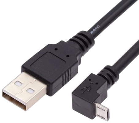 chenyang USB auf Micro USB Kabel, USB 2.0 Stecker auf Micro USB 5 poliger Stecker 90 Grad nach unten abgewinkeltes Lade/Datenübertragungs Verlängerungskabel, 0,65 Fuß/0,2 m