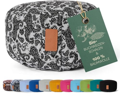 #DoYourYoga rundes Yogabolster - waschbarer Bezug, Bio-Buchweizenschalen (KBA) Füllung, 30 x 15 cm, Yoga Kissen für Yin Yoga & Meditation - Style (3)