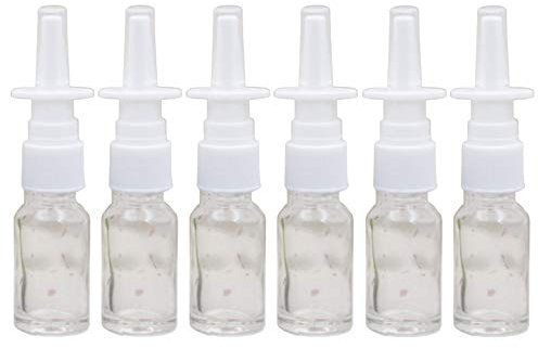 6 botellas nasales de vidrio de 10 ml/0.34 onzas, portátiles, vacíos, recargables, atomizadores de niebla fina, frascos de almacenamiento de cosméticos y perfumes (transparente)